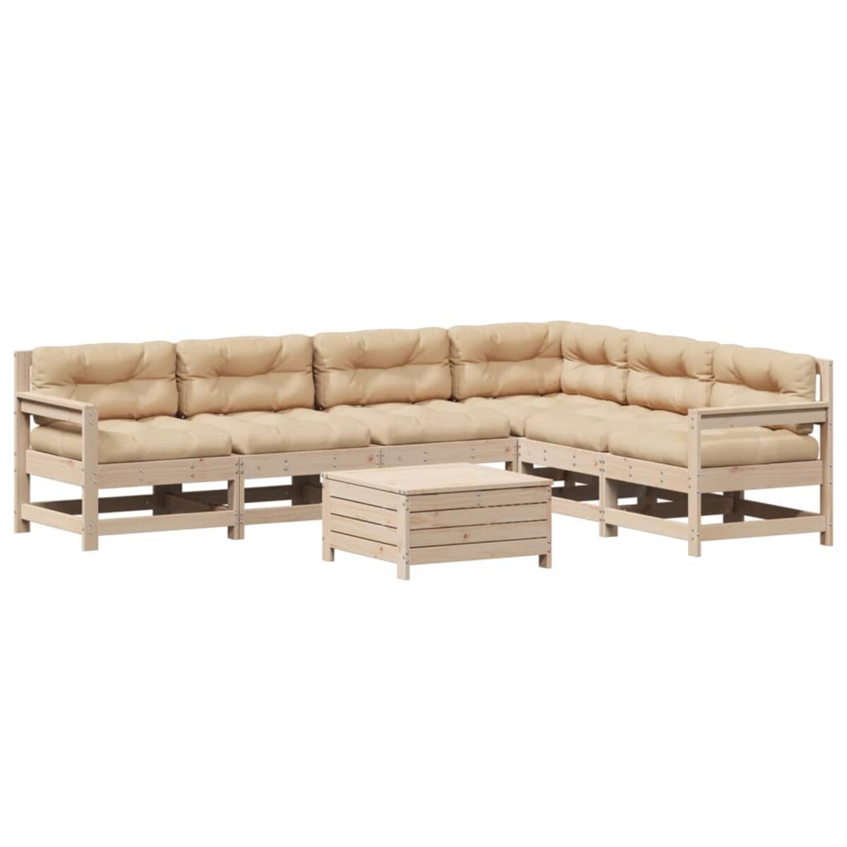 vidaXL 7-cz. zestaw mebli ogrodowych z poduszkami, lite drewno sosnowe