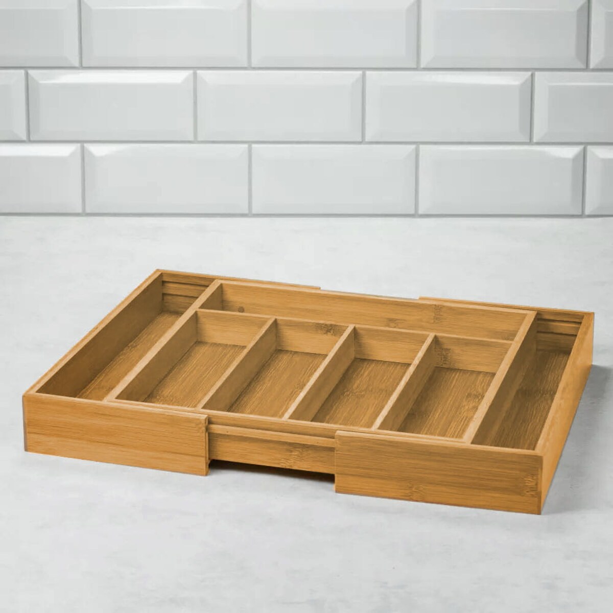 Wkład organizer do szuflady na sztućce rozsuwany 52/31x31cm brązowy KINGHOFF