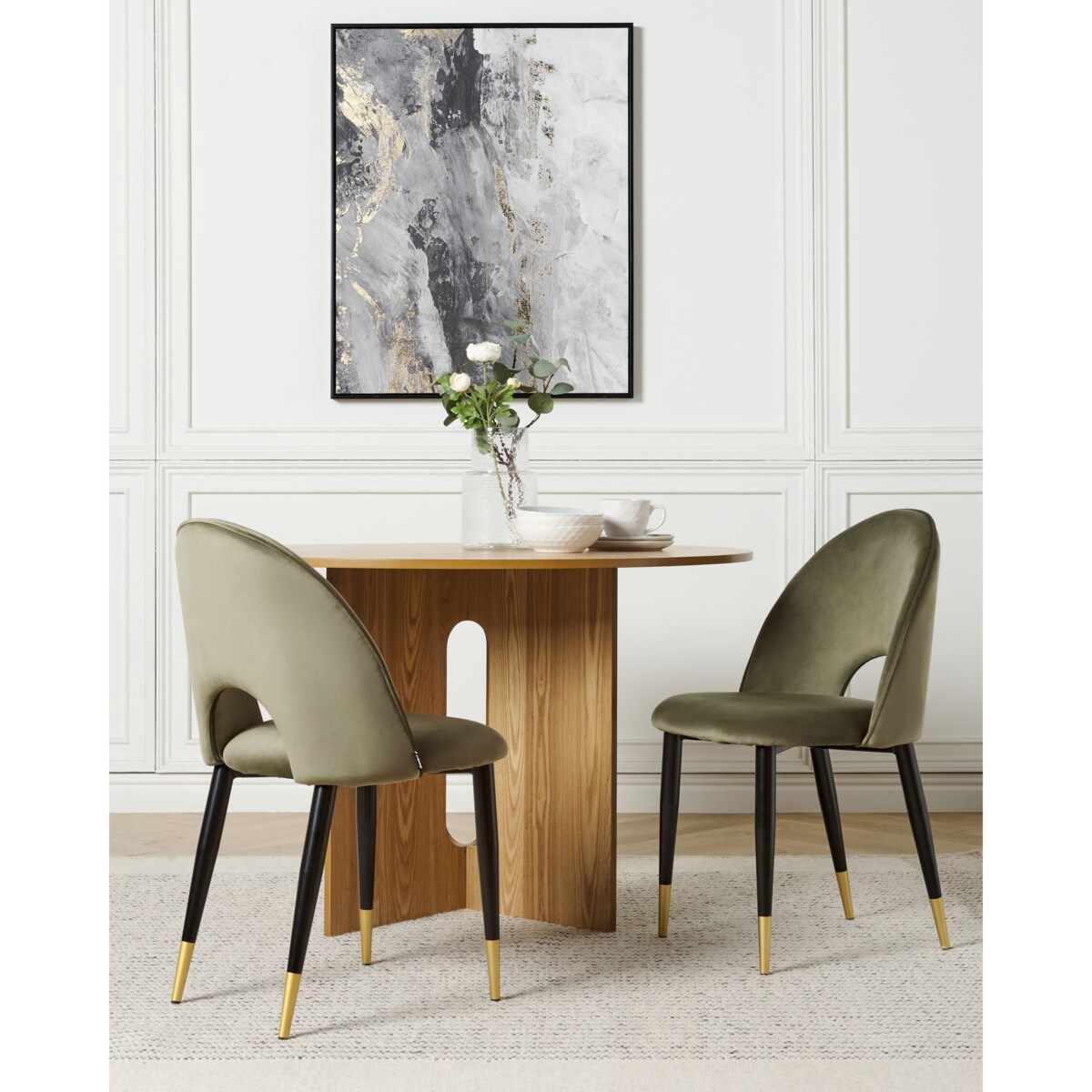 Zestaw 2 krzeseł do jadalni welurowy zielony MAGALIA
