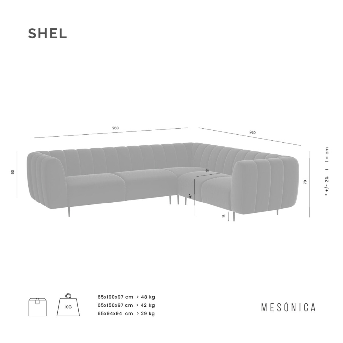 Shel Sofa narożna - miodowa