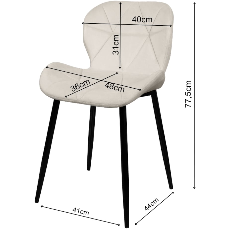 Krzesło tapicerowane skandynawskie nowoczesne welurowe beżowe
