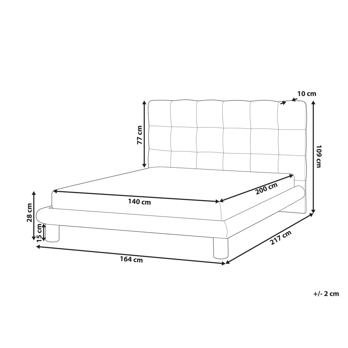 Łóżko Boucle CRESSAT 140 x 200 cm Złamana biel