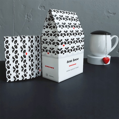 Zestaw prezentowy upominkowy "PANDA LOVE" - 10 smaków herbat sypanych + zaparzacz - prezent upominek na walentynki dla chłopaka dziewczyny niej niego żony męża kobiety faceta mężczyzny narzeczonej