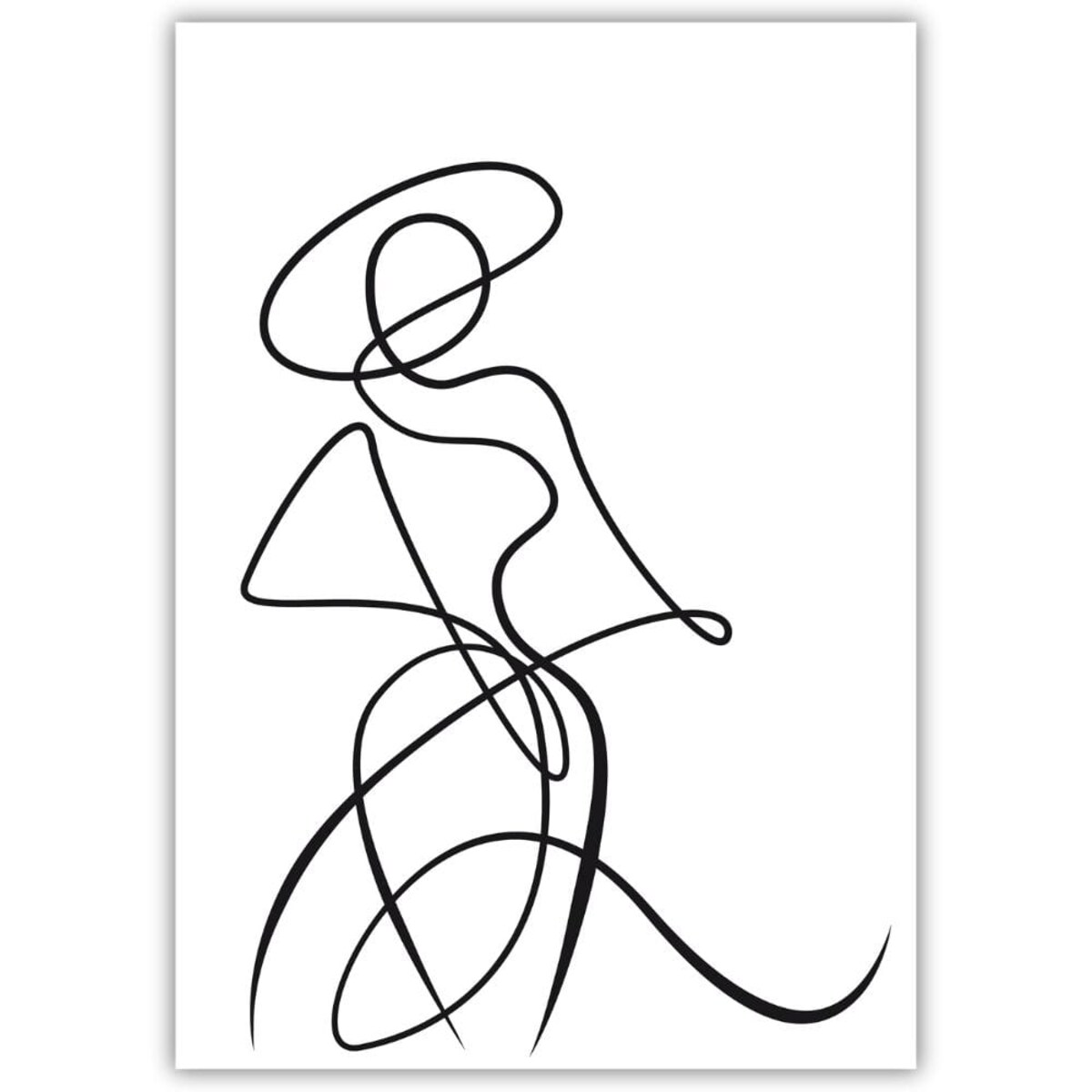 plakat line art kobieta w kapeluszu 1 50x70 cm