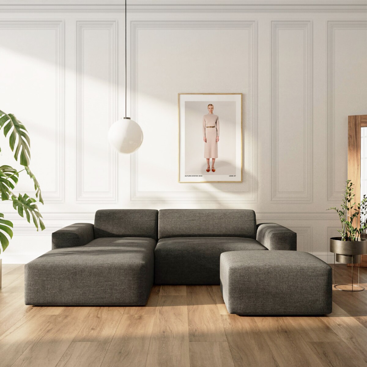 Villet Sofa narożna lewa antracytowa