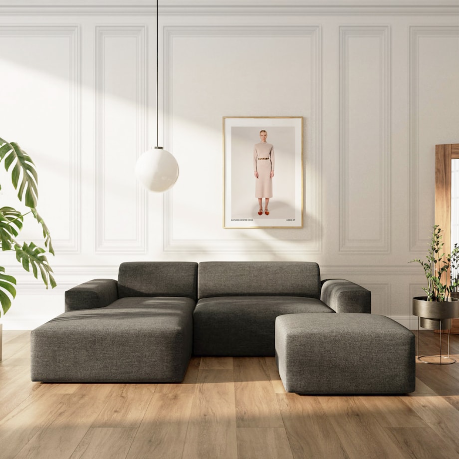 Villet Sofa narożna lewa antracytowa