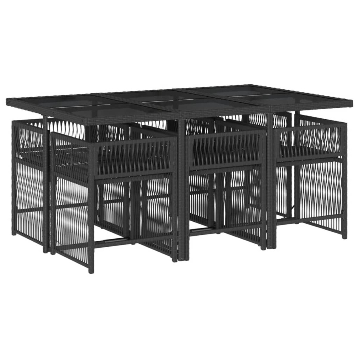 vidaXL 7-cz. zestaw mebli ogrodowych z poduszkami, czarny, polirattan