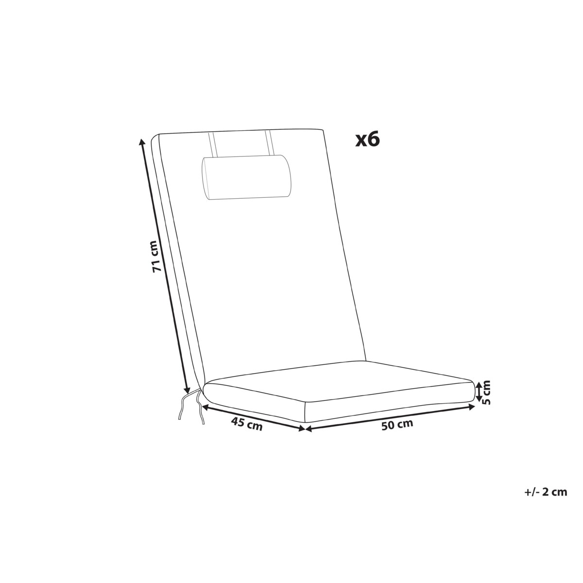 Zestaw 6 poduszek ogrodowych JAVA/AMANTEA PREMIUM 50 x 70 cm Jasnoszary