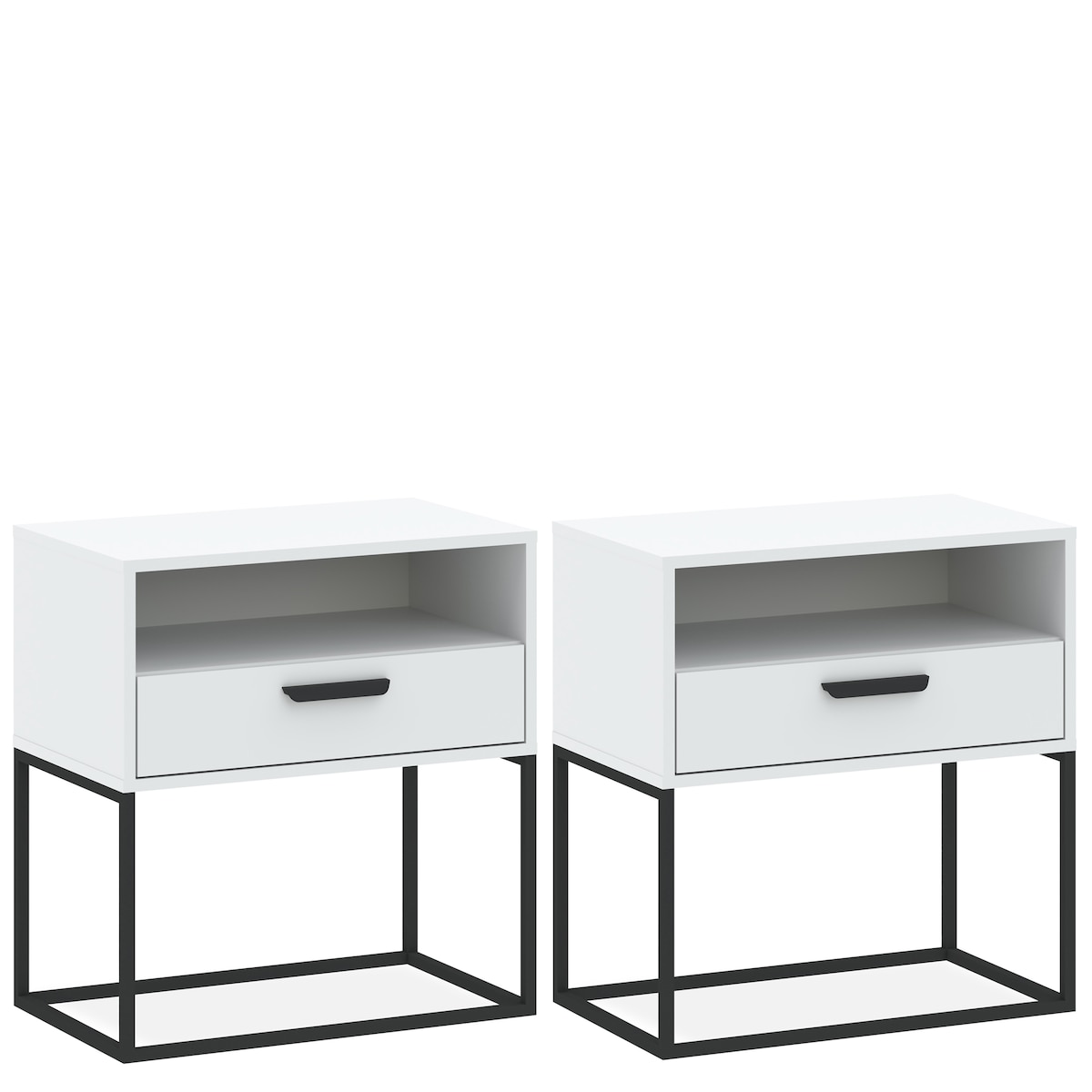 Konsimo RECTUS Zestaw stolików nocnych 2szt.w kolorze białym