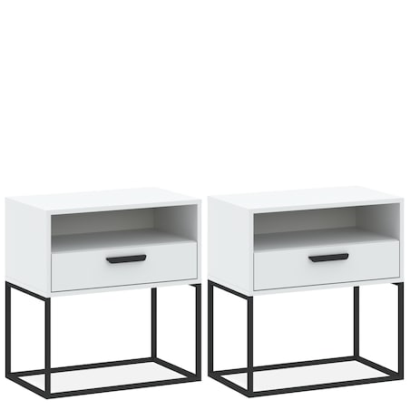 Konsimo RECTUS Zestaw stolików nocnych 2szt.w kolorze białym