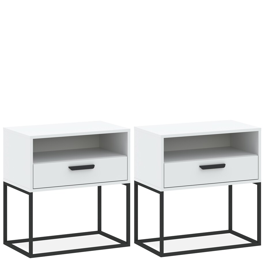 Konsimo RECTUS Zestaw stolików nocnych 2szt.w kolorze białym