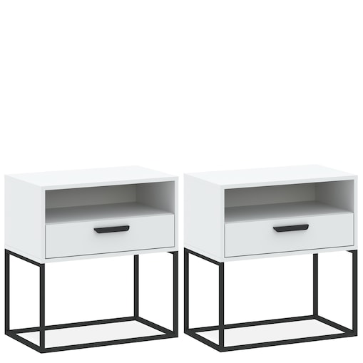 Konsimo RECTUS Zestaw stolików nocnych 2szt.w kolorze białym