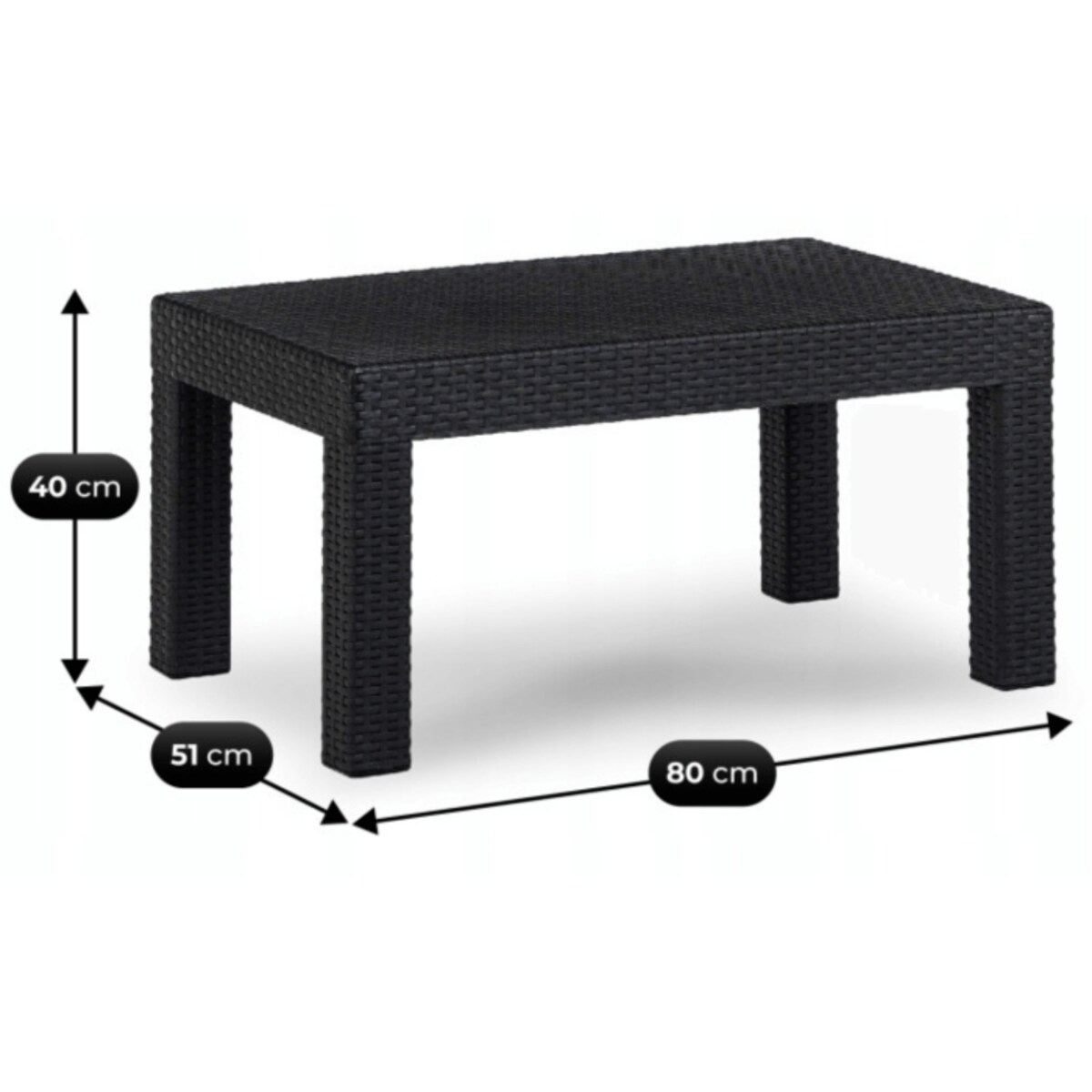 Zestaw Mebli Ogrodowych Na Taras Ogród Technorattan Czarny BRENTA