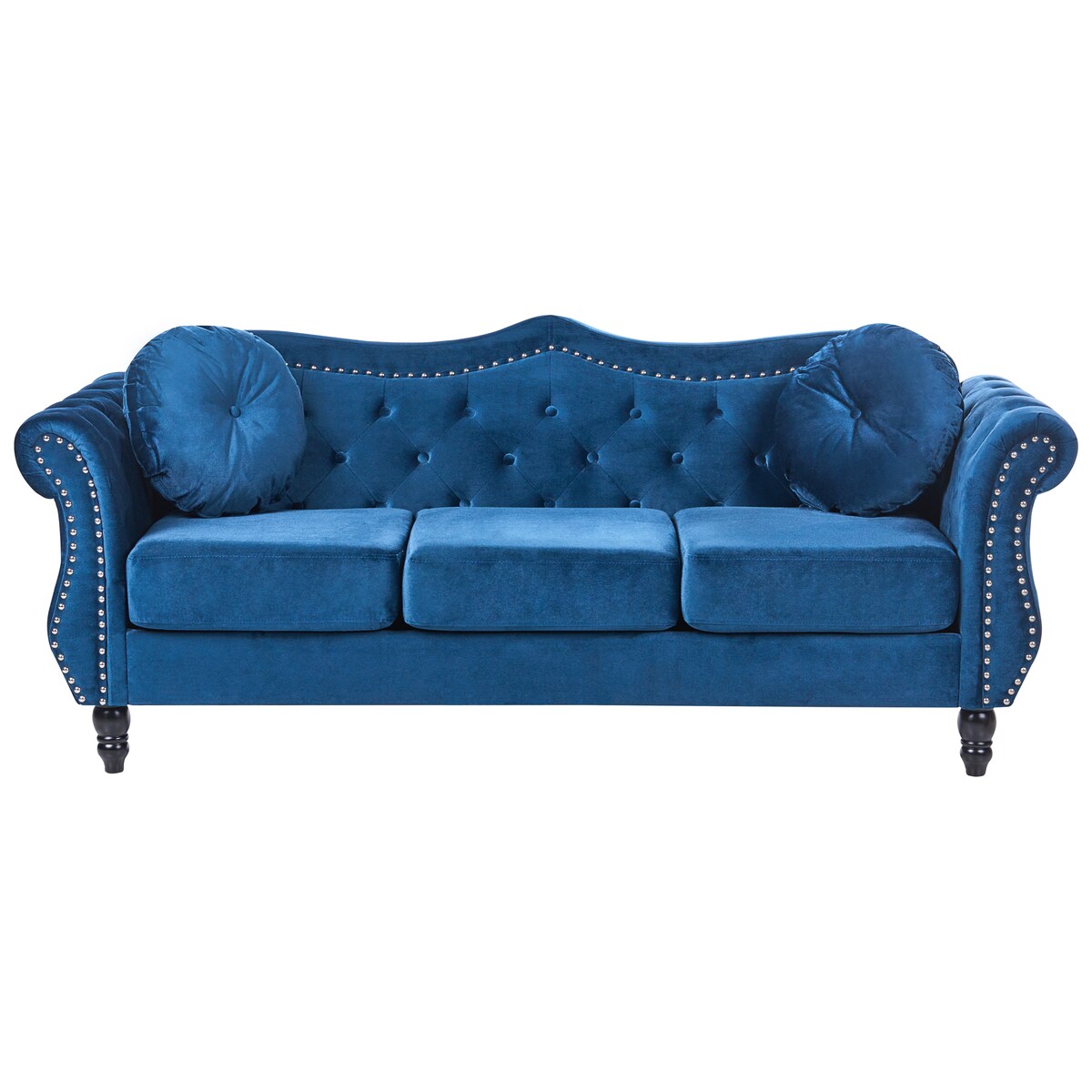 Sofa dla 3 osób SKIEN Welur Granatowy