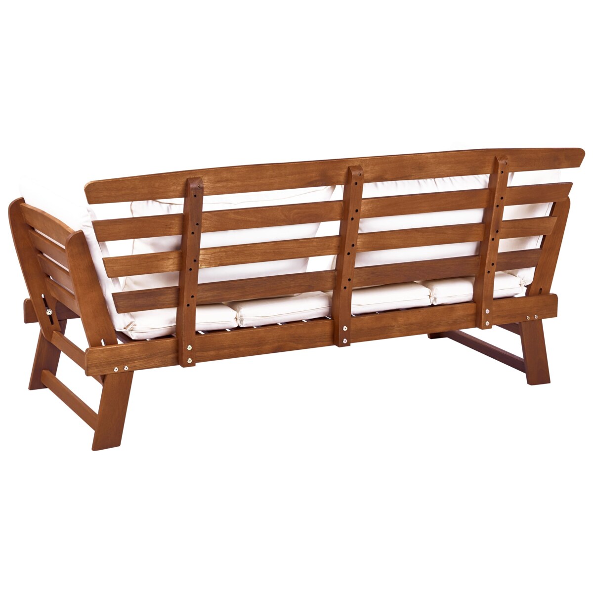 Ławka ogrodowa z poduchą PORTICI 210 cm Drewno Ciemne drewno