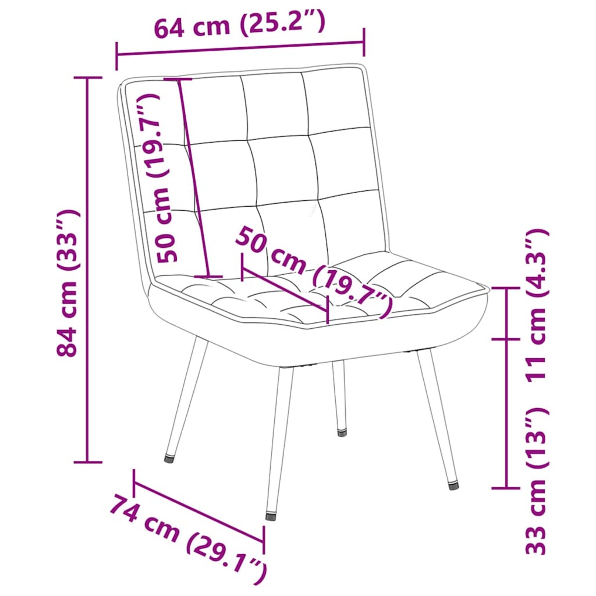 vidaXL Fotel relaksacyjny wino czerwone 64x74x84 cm aksamit
