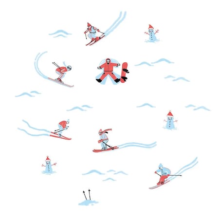 Poduszka świąteczna na krzesło - Narciarze