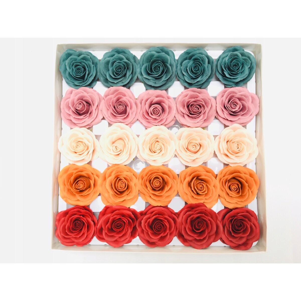 FLOWER BOX KWIATY MYDLANE róża mix 25szt prezent upominek mamy pachnące