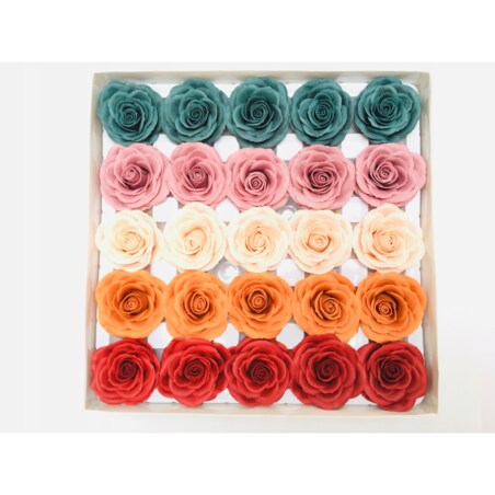 FLOWER BOX KWIATY MYDLANE róża mix 25szt prezent upominek mamy pachnące