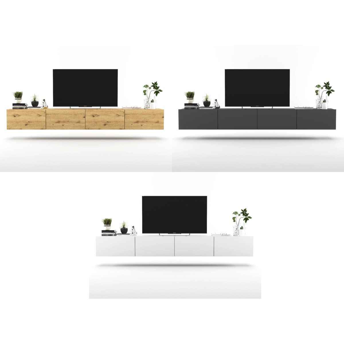 Szafka RTV Loft Wisząca Komoda RTV Dąb Artisan MAT 240 cm