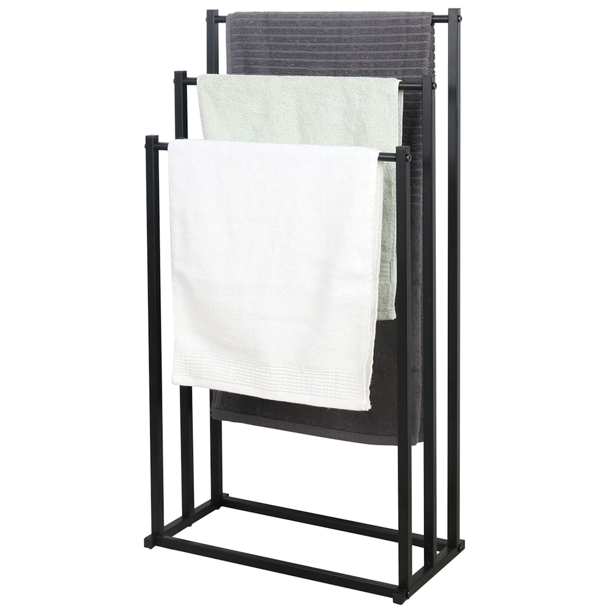 Stojak Na Ręczniki 3 Szczeble, Czarny, M
