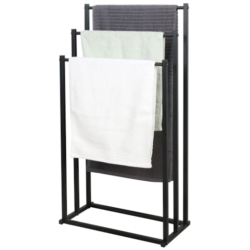 Stojak Na Ręczniki 3 Szczeble, Czarny, M