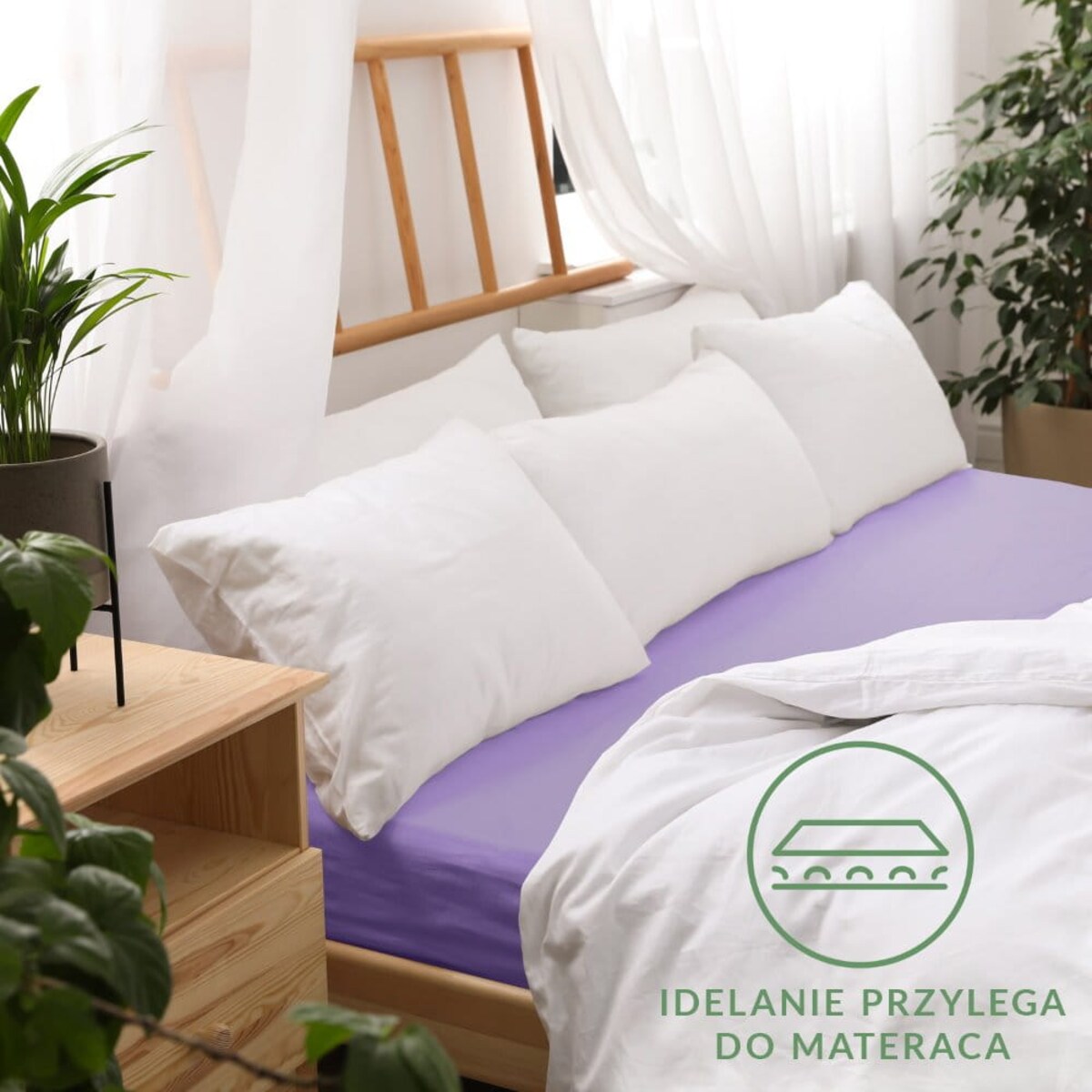 Prześcieradło jersey z gumką 160x200 kolor Jasny fiolet