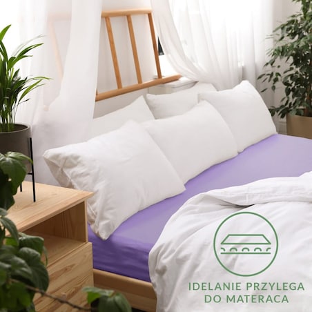 Prześcieradło jersey z gumką 160x200 kolor Jasny fiolet