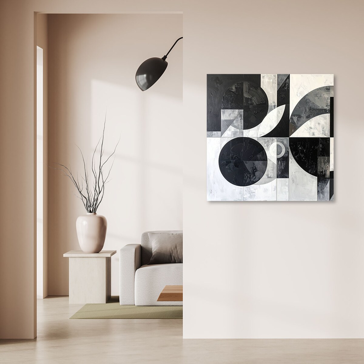 Obraz do salonu biura loftu, Abstrakcja tekstura koła kształty czarno biały