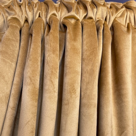 Zasłony gotowe na taśmie welurowe 140x270 musztardowe żółte