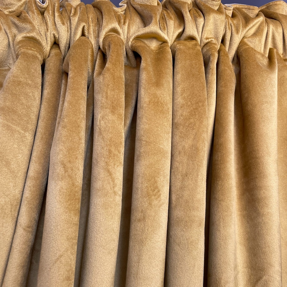 Zasłony gotowe na taśmie welurowe 140x270 musztardowe żółte