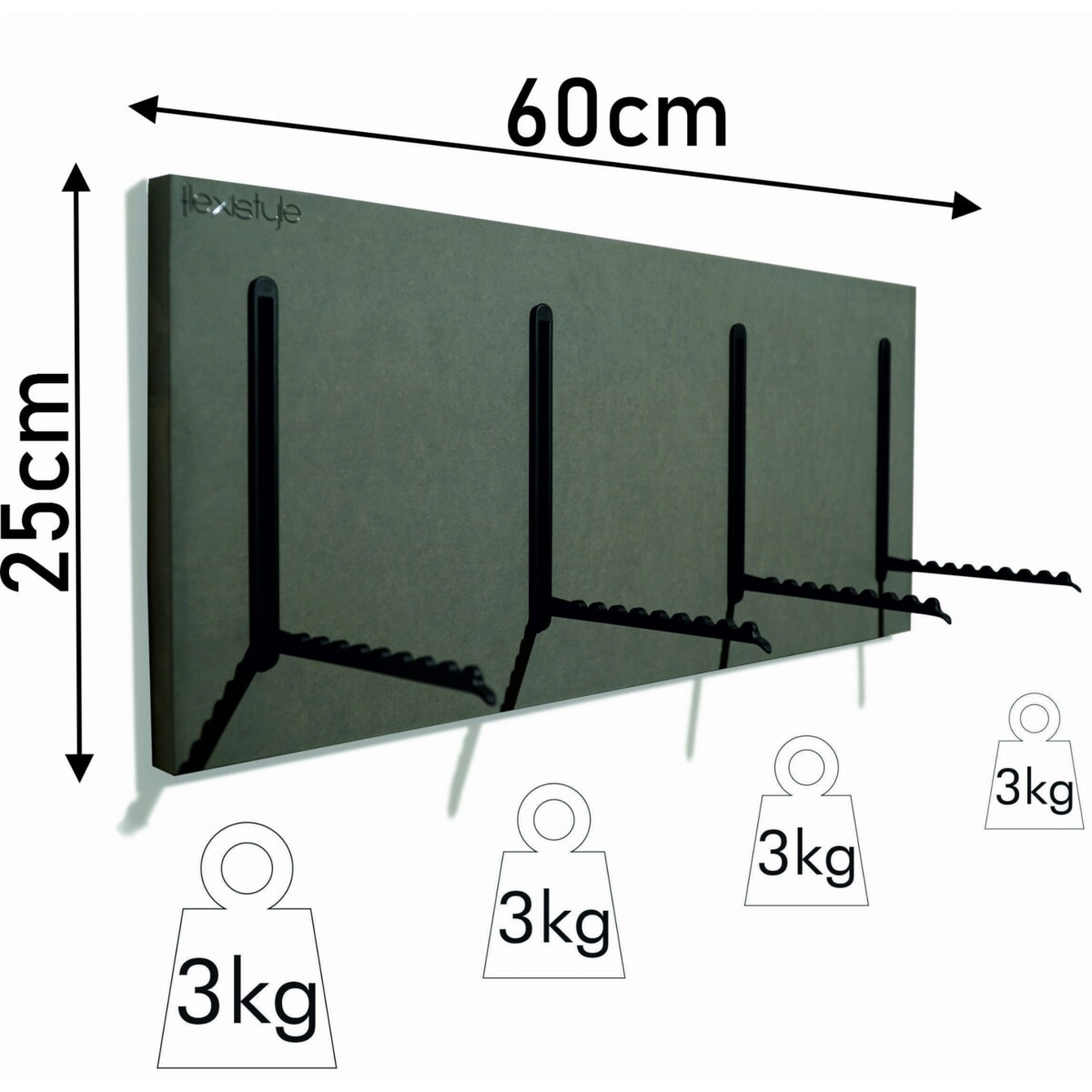 Wieszak na Ubrania szary 25x60cm na kurtki