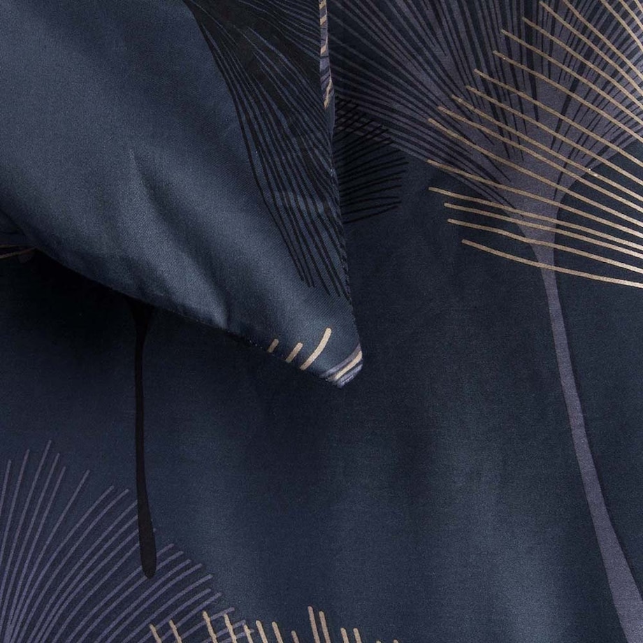 Poszewka satynowa 40x40 Lunavia liście miłorzębu na niebieskim tle, Satynlove