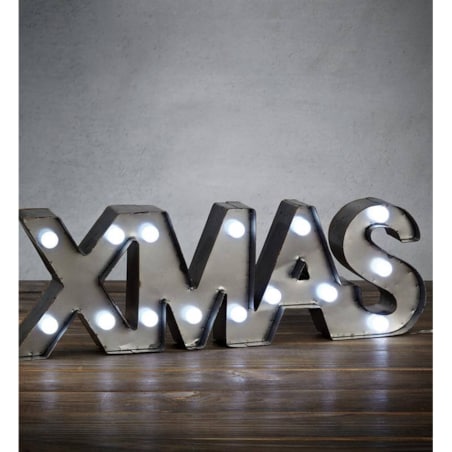 Świąteczny napis świetlny XMAS dekoracja LED 0,9W szara