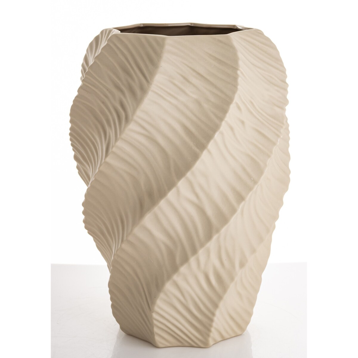 Wazon porcelanowy 30,5x21x21 cm TWISTER beżowy
