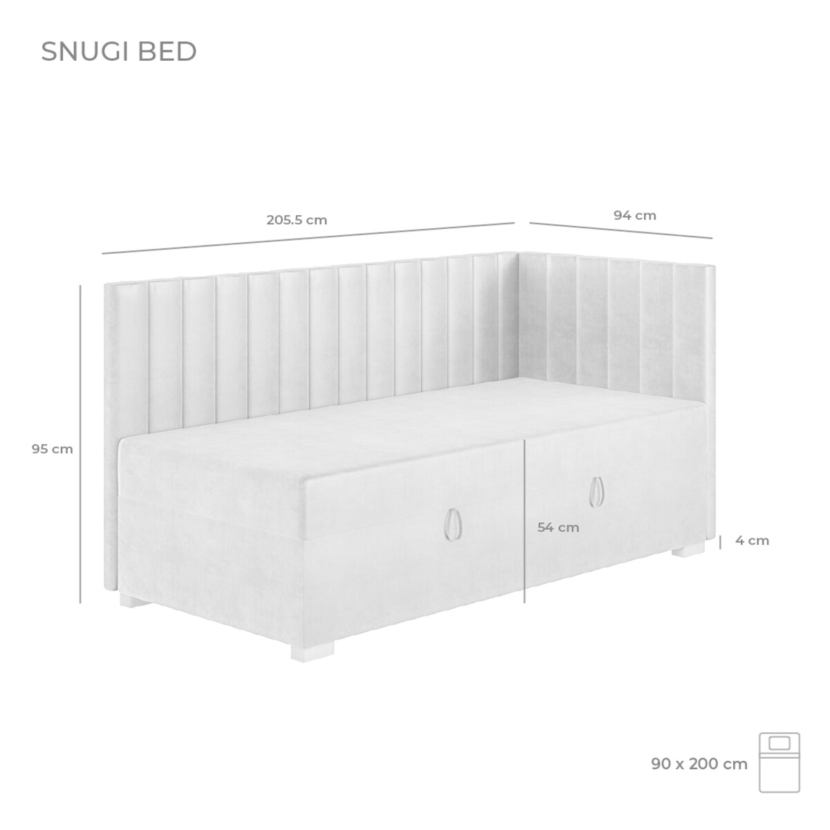 Mesonica Łóżko Snugi, linie beżowe, 90x200, Prawostronne