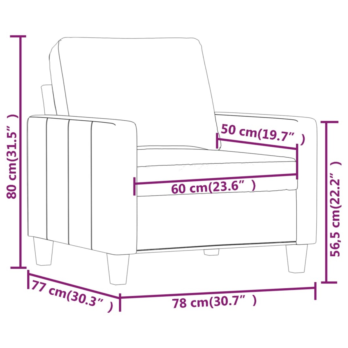 vidaXL Fotel, kremowy, 60 cm, obity sztuczną skórą