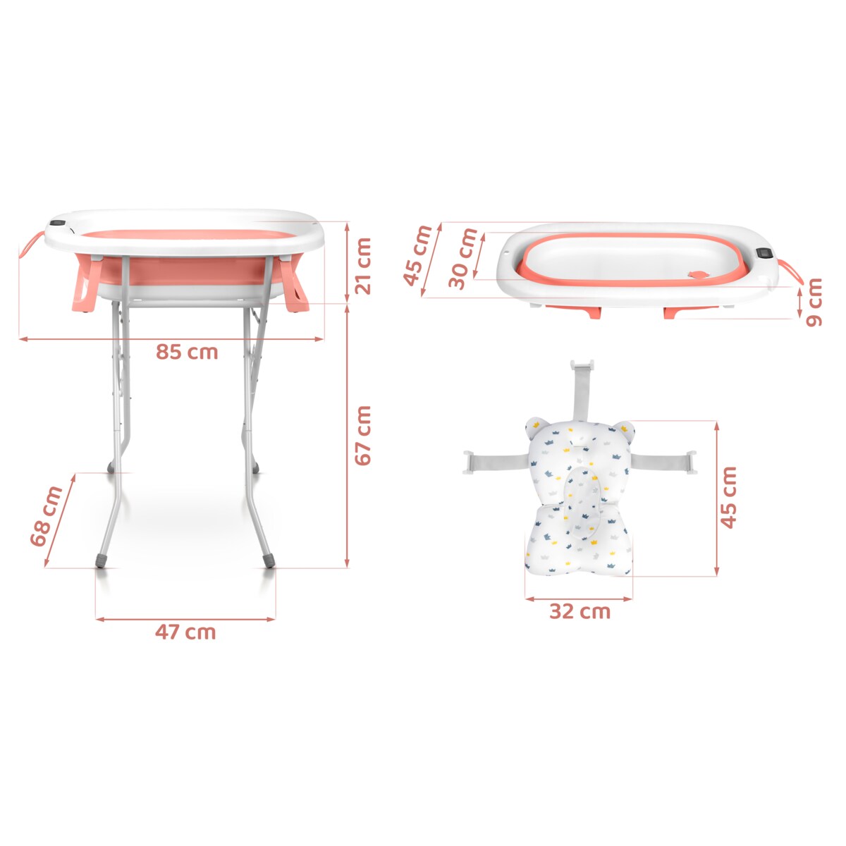 Wanienka składana dla dziecka niemowląt Ricokids termometr LCD poduszka + stojak