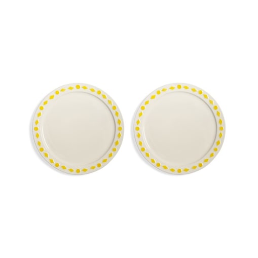&k Amsterdam - Duże talerze z porcelanyFolk 2szt., yellow