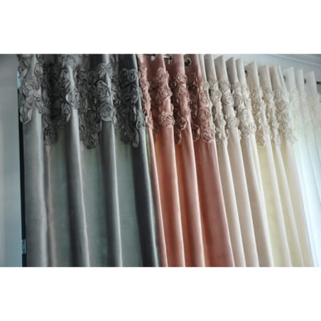 zasłona welurowa "bella rosa" z wyszywanymi różami | taśma | szary