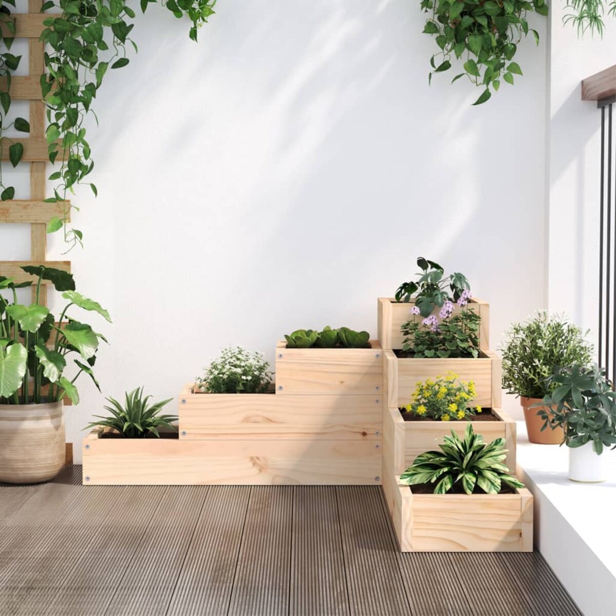 vidaXL Donica ogrodowa, 4-poziomowa, 80,5x79x36 cm, sosnowa