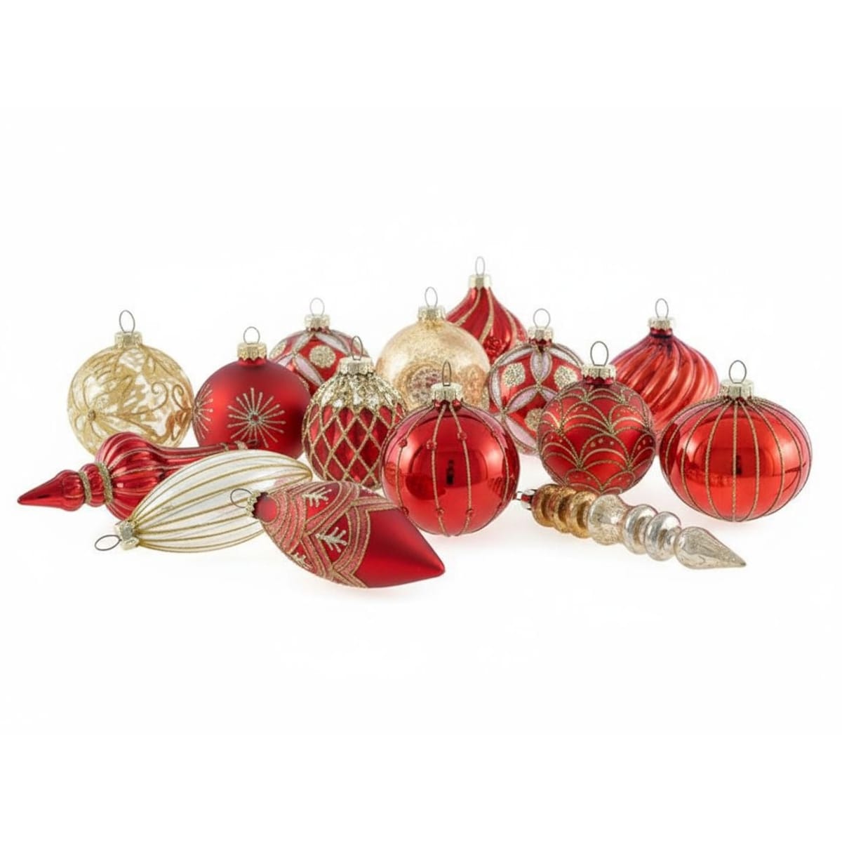 Zestaw 50 bombek SPARKLE Szkło Czerwony/ złoty