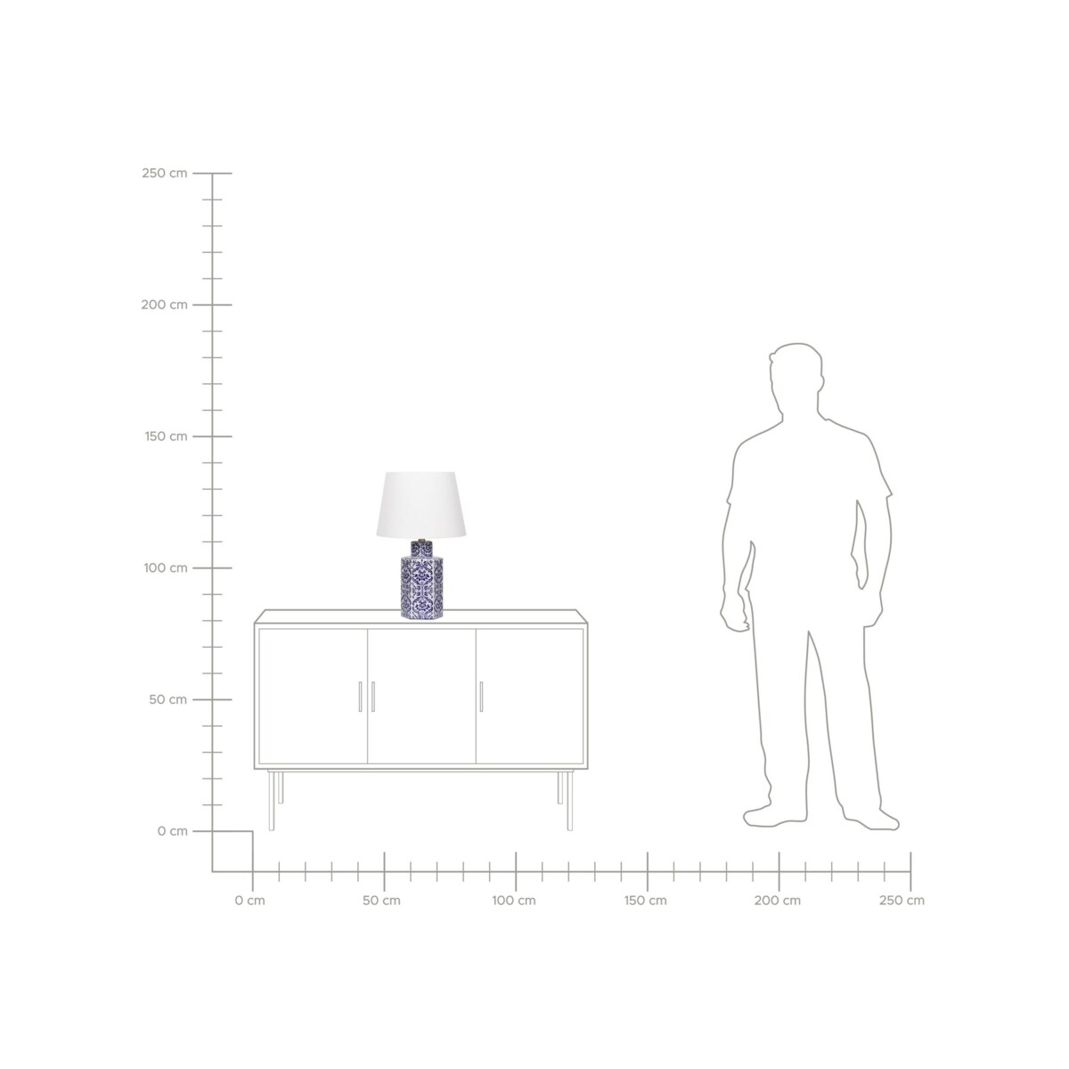 Lampa stołowa porcelanowa biało-niebieska MARCELIN