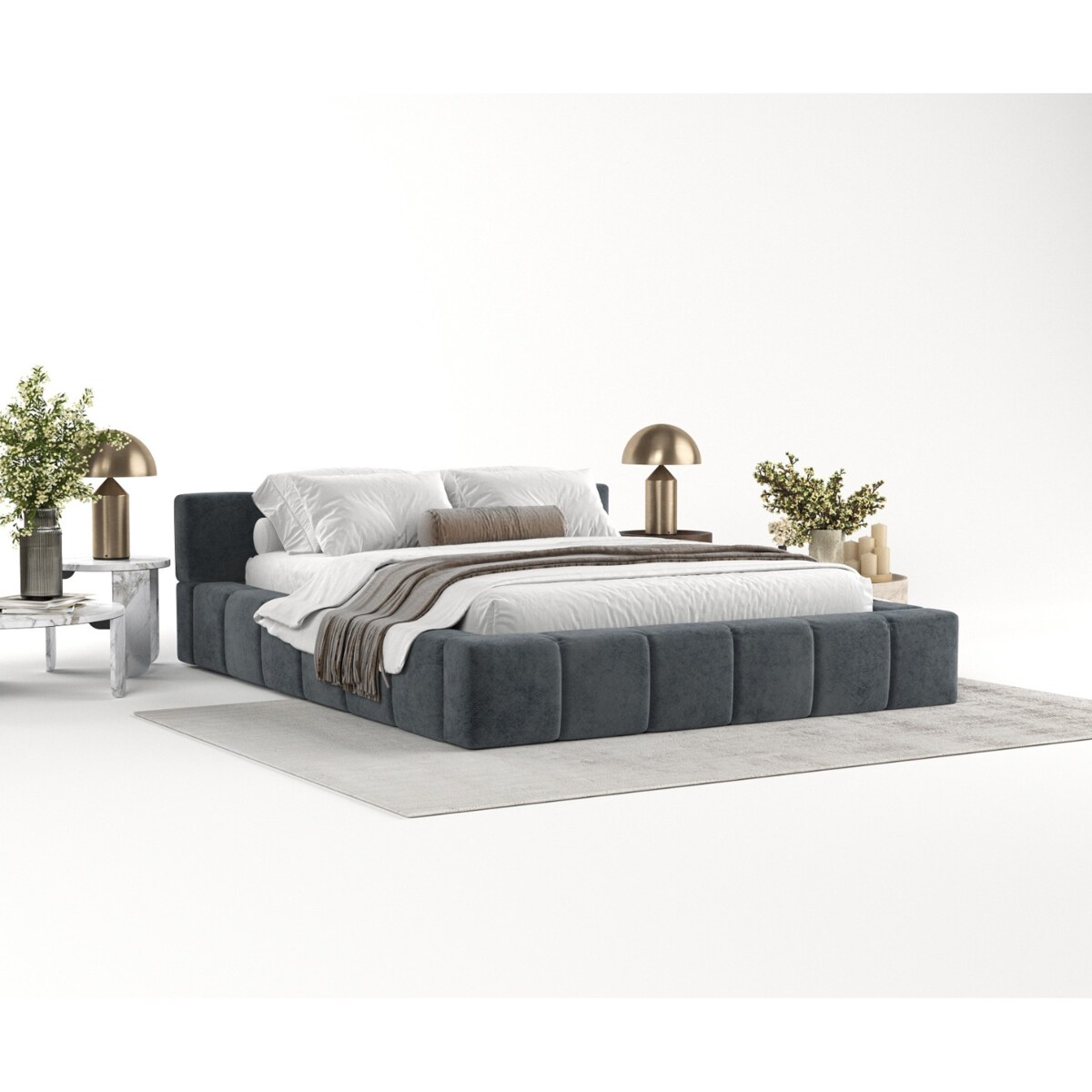 Łóżko tapicerowane MILOS 160x200 z pojemnikiem, Antracyt, tkanina Terra NW 96