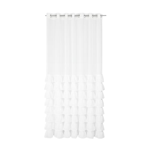 Firana "half" z falbanami od dołu | 140x250 przelotki | biała