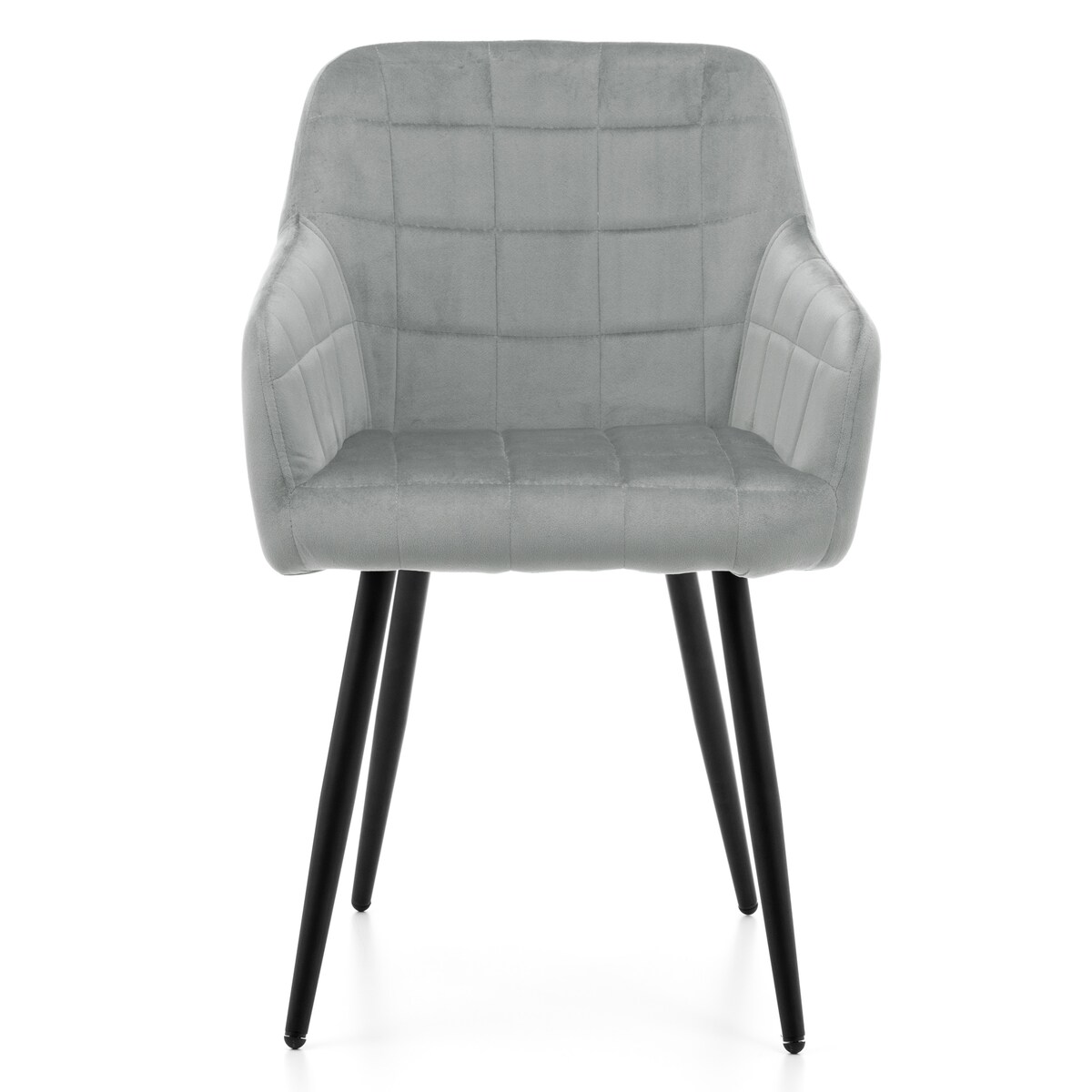 Krzesło tapicerowane pikowane welurowe do salonu jadalni ORTE jasnoszare