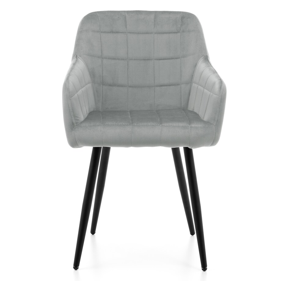 Krzesło tapicerowane pikowane welurowe do salonu jadalni ORTE jasnoszare