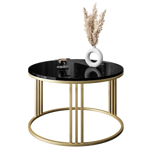 Okrągły stolik kawowy LORI złoty mat czarny połysk