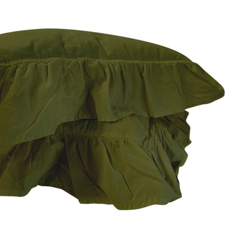 Pościel bawełniana 160x200 z falbanką Stonewashed Exclusive, Oliwka