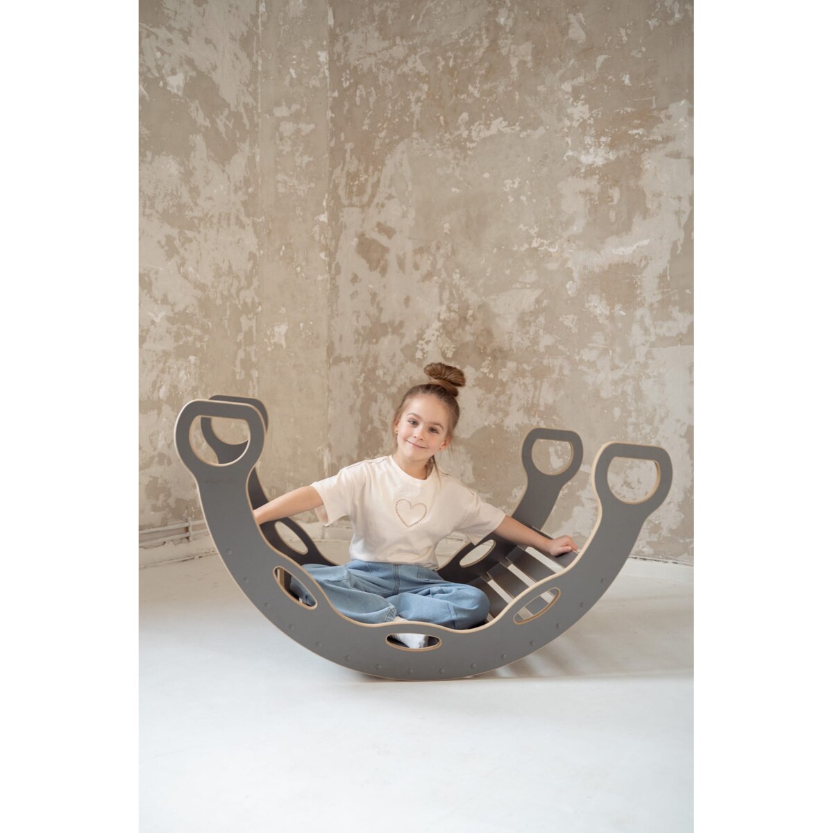 DUŻY bujak montessori z uchwytami - szary